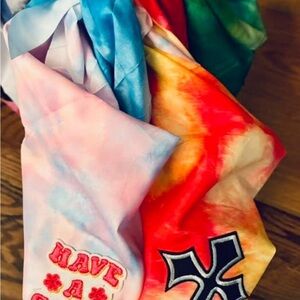 Colorful Tie-Dye Dog Bandana Set